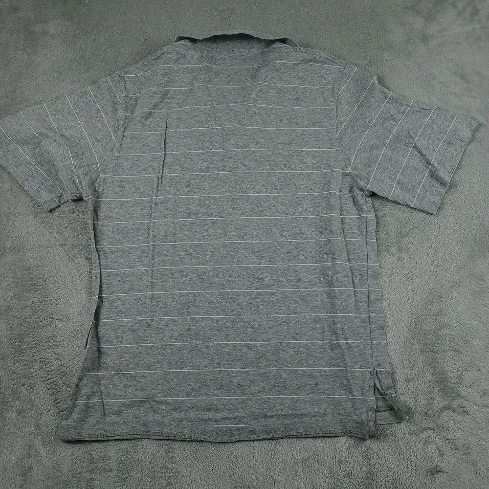 Polo Ralph Lauren Shirt Men Medium Gray Striped Golf‎ Pima Cotton Vintage